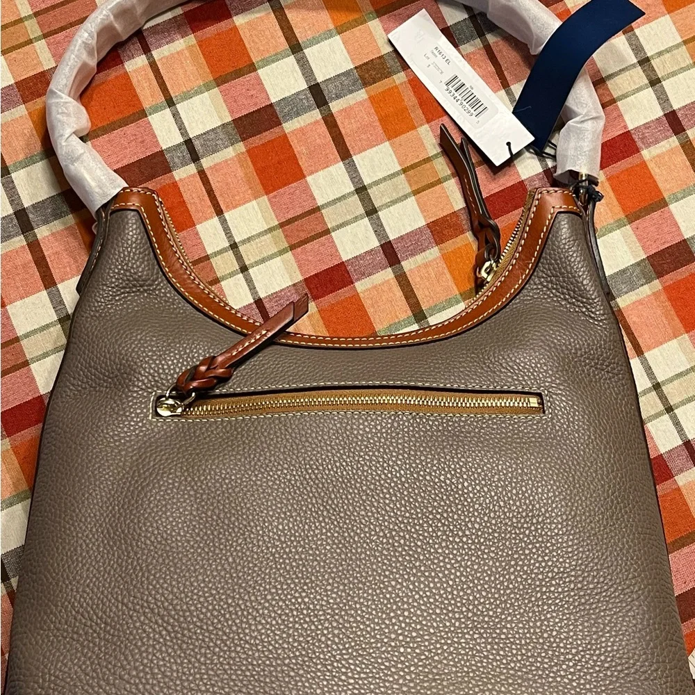 Dooney & Bourke Taupe Leather Hobo Bag - Picture 9 of 13